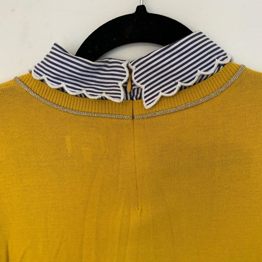 Crown & Ivy Yellow, Blue, and White Sweater-Shirt, Size MP - Picture 4 of 7